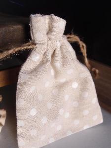 Linen Bag White Dots - 3.5" x 5" 